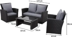 MeXo Gartenmöbel Set Lounge Set Polyrattan Lounges 4-teile Für 3-4 Personen Garten & Balkon Sitzmöbel-Set Schwarz -Deutschland Garten Zier Verkaufs-Shop f98ea2065831618d2b114f85f3f29691
