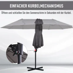 Outsunny Sonnenschirm Mit Kurbel, Doppelschirm, Verstellbarer Gartenschirm, Sonnenschutz, Metall, Grau, 460 X 270 X 250 Cm -Deutschland Garten Zier Verkaufs-Shop f9ac965c39c1702aa6830071ab1ef43e