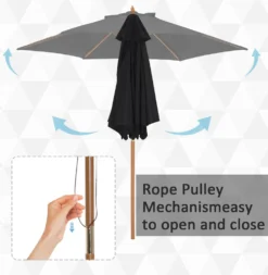 Outsunny Sonnenschirm, Gartenschirm, 3-stufig, Sonnenschutz, Bambus 180/㎡ Polyester, Schwarz, Ø2,5 X 2,3 M -Deutschland Garten Zier Verkaufs-Shop fa55fe2fc667da638fbeaea6f5df52cc