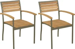 VidaXL Stapelbare Gartenstühle 2 Stk. Akazie Massivholz Und Stahl