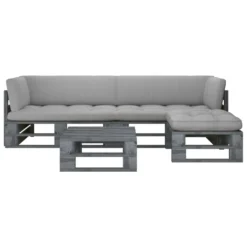 VidaXL 4-tlg. Paletten-Lounge-Set Mit Kissen Grau Kiefer Imprägniert