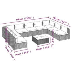 VidaXL 10-tlg. Garten-Lounge-Set Mit Kissen Poly Rattan Braun -Deutschland Garten Zier Verkaufs-Shop fba19c1a742e67e74548574ce733684a