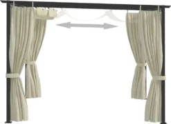 VidaXL Pavillon Mit Vorhängen 3 X 3 M Creme Stahl 6 VidaXL Pavillon Mit Vorhängen 3 X 3 M Creme Stahl -Deutschland Garten Zier Verkaufs-Shop fbb3c7421fa69ba35d8e38828779d20a