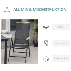 Outsunny 2er-Set Klappstuhl Gartenstuhl Klappbar Mit Rückenlehne Armlehne Für Garten Balkon Terrasse Mesh Stoff Aluminium Schwarz 71,5 X 68 X 109 Cm -Deutschland Garten Zier Verkaufs-Shop fbb5444a73346741d482655789befd5e