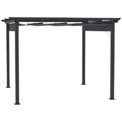 Outsunny Pergola 2,95 X 2,95 M Pavillon Terrassenüberdachung Mit Schiebedach Aluminium Polyester Grau