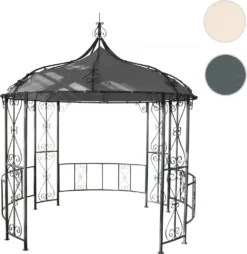Pergola Almeria, Rundpavillon Garten Pavillon, Stabiles Stahl-Gestell Ø 3m Grau -Deutschland Garten Zier Verkaufs-Shop fc4e1c8165fa4ad6bd385acaf370bca6