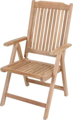 Garden Pleasure Teak Hochlehner Solo Holz Garten Stuhl Sessel Möbel Klappbar