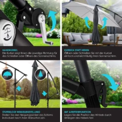 KESSER® Alu Ampelschirm Sonnenschirm + Abdeckung Ø300 Cm / Ø350 Cm Mit Kurbelvorrichtung Kurbelschirm Mit Ständer UV-Schutz Aluminium Wasserabweisende Bespannung - Schirm Gartenschirm Marktschirm, Farbe:Anthrazit, Varianten:350cm -Deutschland Garten Zier Verkaufs-Shop fd4b6a717faf13de7b058c440234fbcb