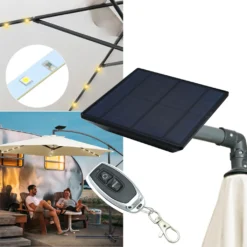 EINFEBEN 3m Sonnenschirm Mit LED Solar Ampelschirm Balkonschirm Marktschirm UV40+ Gartenschirm,Beige -Deutschland Garten Zier Verkaufs-Shop fd709e0a253851579ac095eaee8fc310