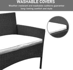 Wolketon Gartenmoebel Set Poly Rattan Balkonmoebel Sitzgruppe Schwarz Langlebig Lounge Set Mit 2-er Sofa, Singlestuehle, Tisch Und Sitzkissen¡­ -Deutschland Garten Zier Verkaufs-Shop fdcb81e56cc41725188783455a9f7d25