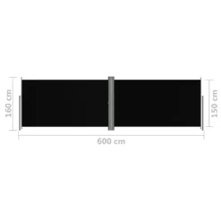VidaXL Seitenmarkise Ausziehbar Schwarz 160x600 Cm -Deutschland Garten Zier Verkaufs-Shop fe52ad10d3c641fd227facbbac909977