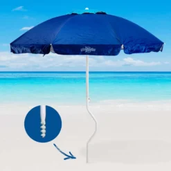 ERMES Sonnen/Strandschirm GiraFacile Mit UV-Schutz Ø 200 X H 190 Cm, Farbe Blau, Gewicht: 2,4 Kg, Patentierte Struktur Girafacile, Windfester Schutz, Zertifikation: UPF 158 -Deutschland Garten Zier Verkaufs-Shop fe69416ccec1e4f95ee98c5040549fc4