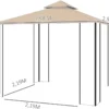 Outsunny Gartenpavillon Pavillon Festzelt Partyzelt Wetterfest Zelt Mit 4 Ablagen Metall + Polyester Beige 3 X 3 M
