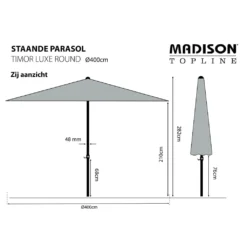 Madison Sonnenschirm Timor Luxe 400 Cm Grau PAC8P014 -Deutschland Garten Zier Verkaufs-Shop febde8f8649d69233123c3d419ddc977