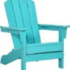 Outsunny Adirondack-Stuhl Kinder, Gartenstuhl Mit Lamellendesign, Kinderstuhl, Outdoor, Balkonstuhl Für Kinder Ab 3 Jahren, Gartenmöbel, HDPE, Blaugrün, 61,5 X 53 X 65 Cm