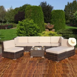 Mucola XXL Lounge Gartenmöbel Set Sitzgruppe Garten Sofa + Auflagen PolyRattan Braun -Deutschland Garten Zier Verkaufs-Shop ff1d505dc3dd5261cd83658e965b7c45