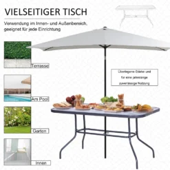 Outsunny Gartentisch Bistrotisch Balkontisch Garten Beistelltisch Bistrotisch Gartenmöbel Mit Glasplatte Schirmloch Hartglas + Metall Carbongrau 140 X 80 X 70 Cm -Deutschland Garten Zier Verkaufs-Shop ffc857c251147609ec2caced6081b5b9