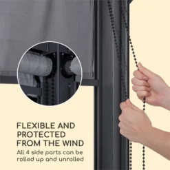 Blumfeldt Grandezza Cortina Gartenpavillon, 4 Seitenteile Mit Rollmechanismus, Pulverbeschichteter Stahl, Dach Mit Wasserabweisender Beschichtung, Rostfrei, überdachte Fläche: 3 X 4 M, Dunkelgrau -Deutschland Garten Zier Verkaufs-Shop ffdb4a6040878ba1b9b21d1c86120732