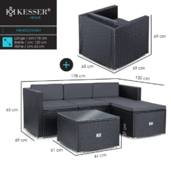 KESSER® Polyrattan Lounge Aruba – Gartenlounge Für 4-5 Personen Gartenmöbel-Set Sitzgruppe Aus 3er Gartensofa, Sessel, Hocker Und Beistelltisch Mit Sitzkissen - Für Garten, Terrasse Und Balkon, Farbe:Anthrazit -Deutschland Garten Zier Verkaufs-Shop ffff3677ccf7821a75505b3a89f94146